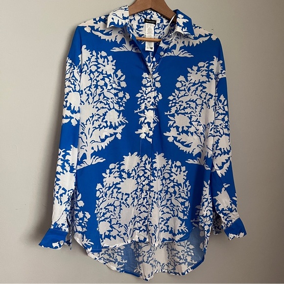Calzedonia Blue and White Patterned Shirt Oversized Size Small NWOT - Picture 2 of 9